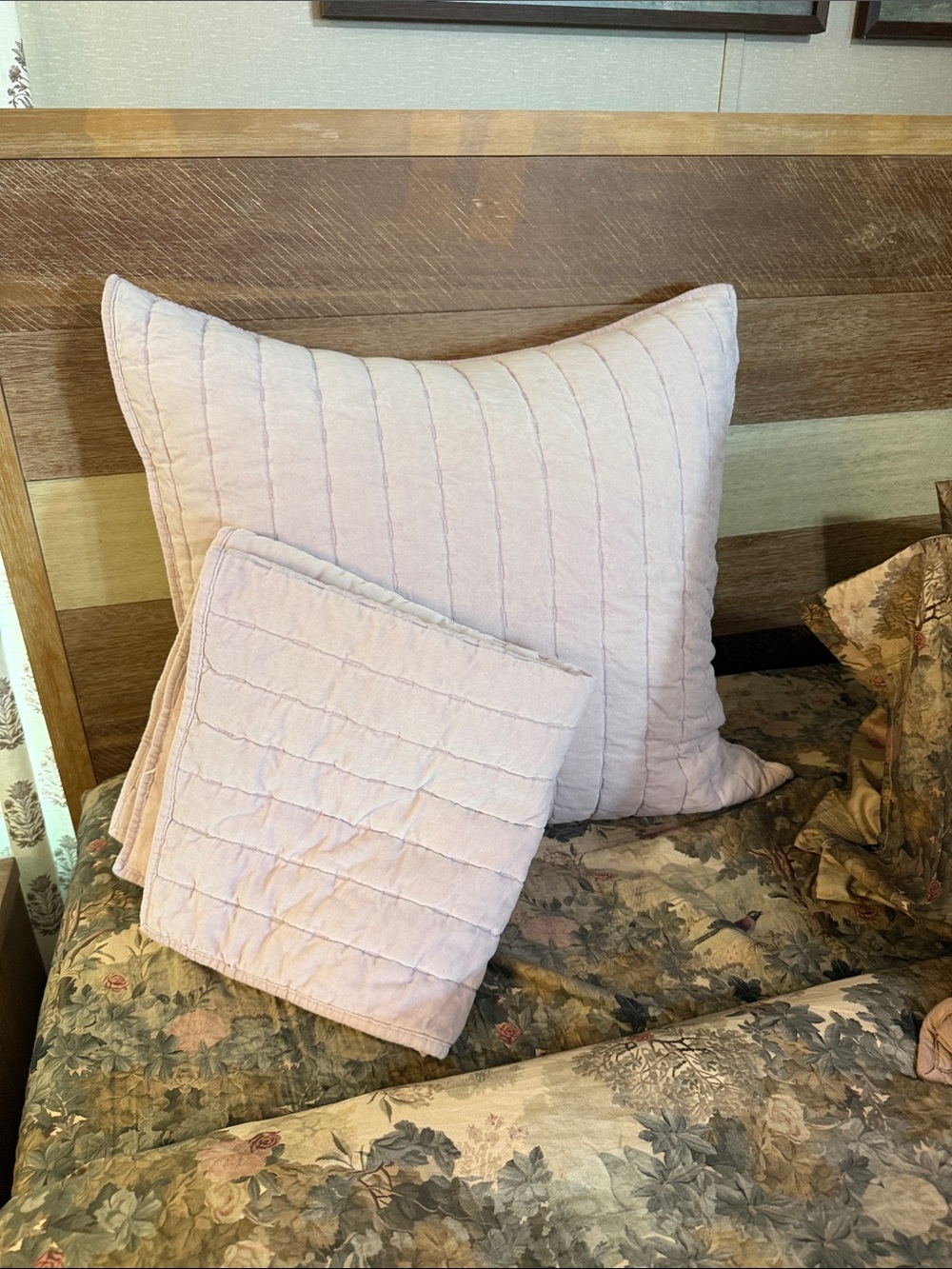 2 Quilted velvet  EURO Shams THRESHOLD PALE PINK
